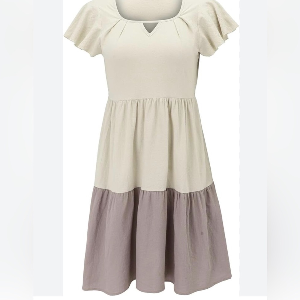 Stylish Cream and Tan Dress